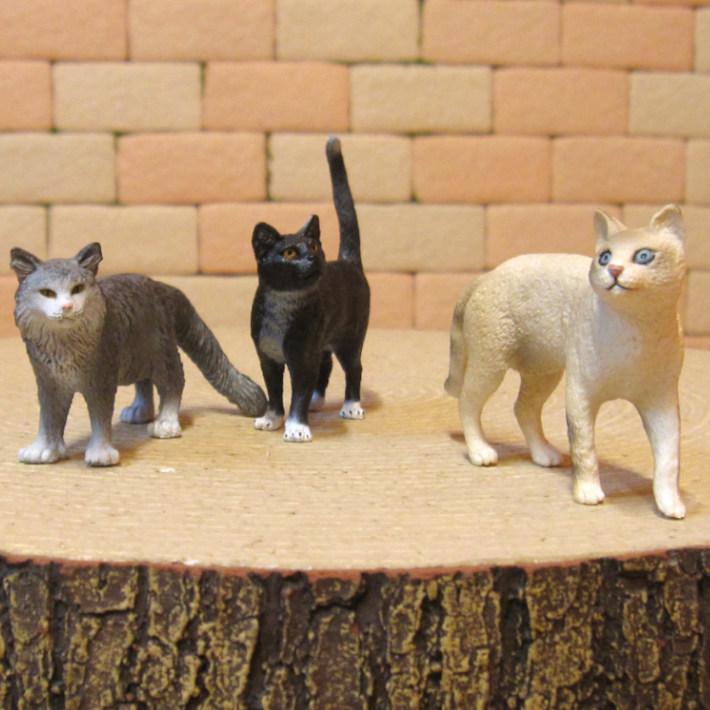 置物 動物 可愛い 猫の置物 リアルな キャット 3点セット B ネコ