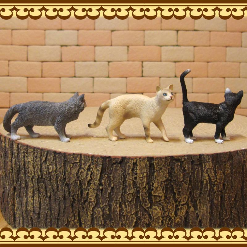 置物 動物 可愛い 猫の置物 リアルな キャット 3点セット B ネコ