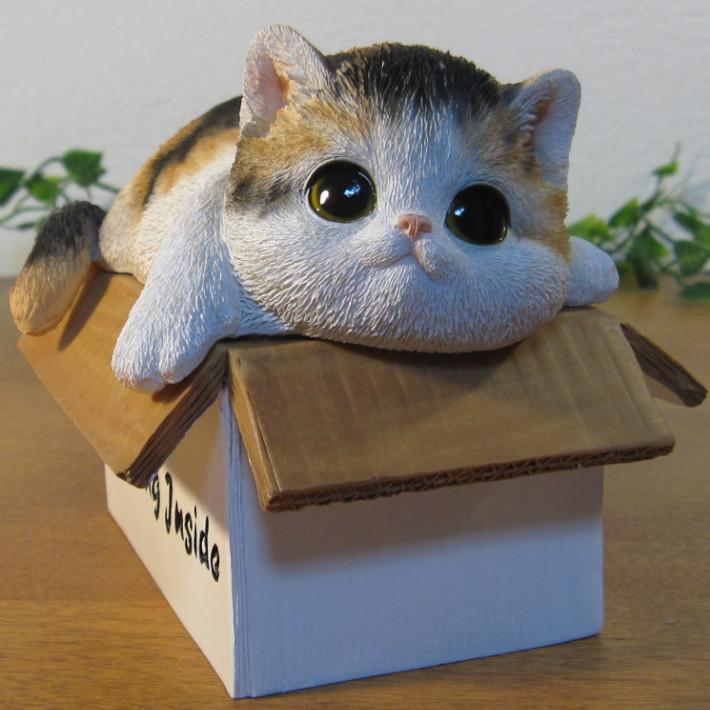 置物 動物 可愛い 猫の置物 ミケ ボックス キャット 小物入れ 