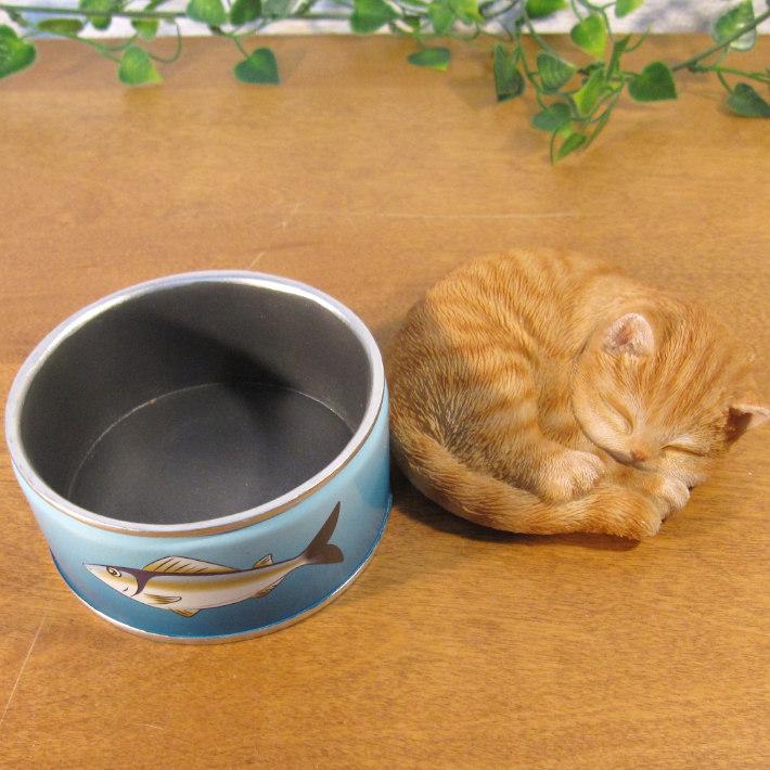 置物 動物 可愛い 猫の置物 チャトラ ボックス キャット サバ缶