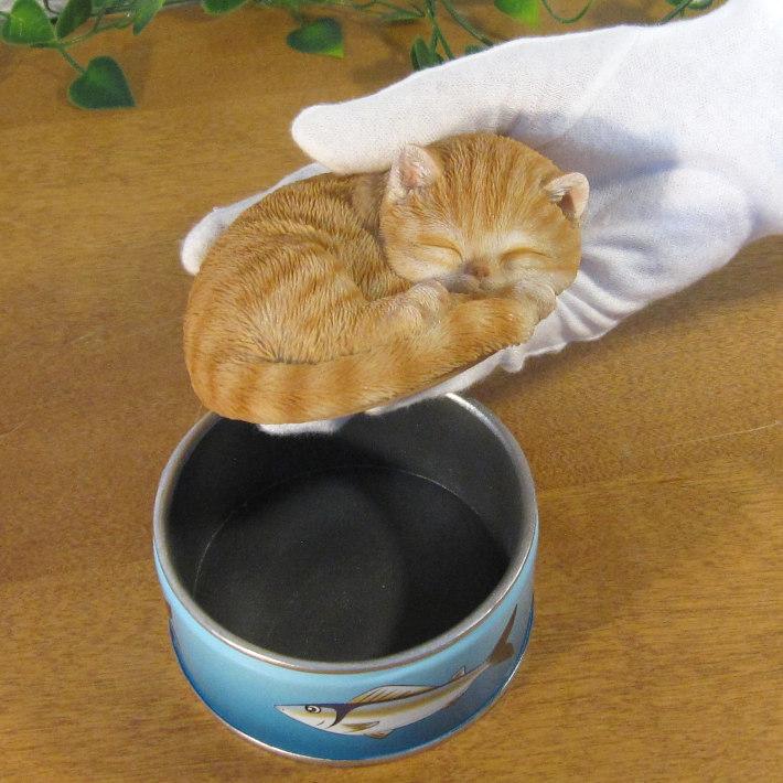 置物 動物 可愛い 猫の置物 チャトラ ボックス キャット サバ缶
