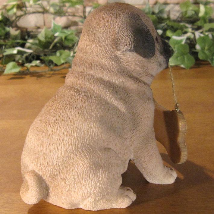 置物 動物 可愛い 犬の置物 パグ シンウエルカムボード リアル 仔いぬ