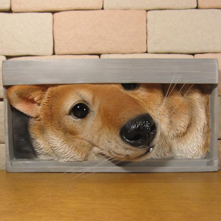 犬の置き物 置物 動物 可愛い 犬の置物 プレート ドッグ 柴犬 リアル