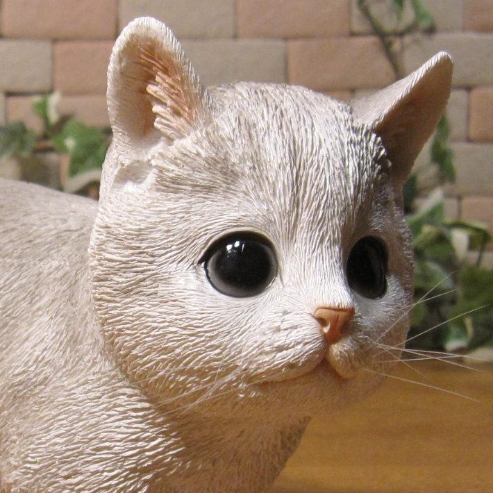 置物 動物 可愛い 猫の置物 マンチカン 斜め向き ブルー 仔ねこの
