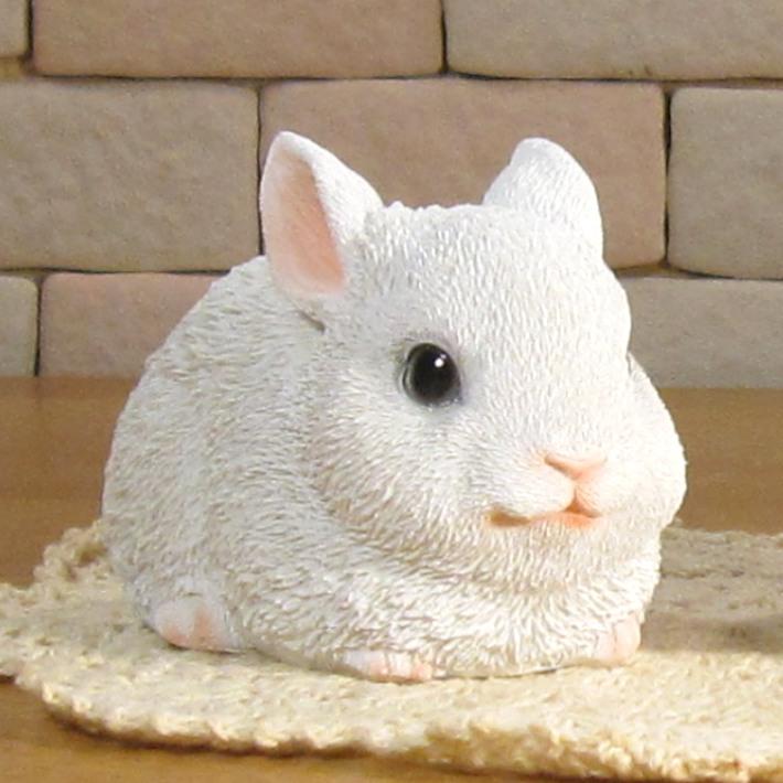 置物 動物 可愛い 白うさぎ お座り ミニ白ウサギ 2体セット