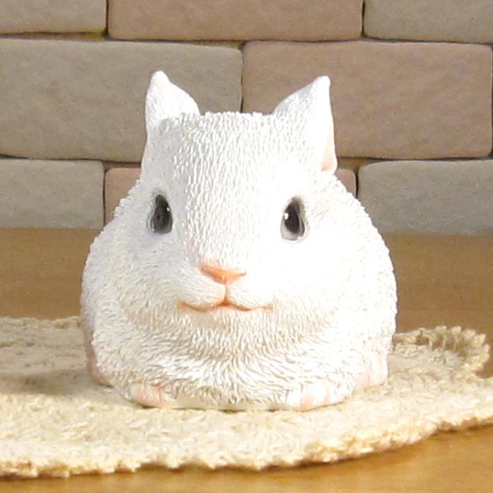 置物 動物 可愛い 白うさぎ お座り ミニ白ウサギ 2体セット うさぎの