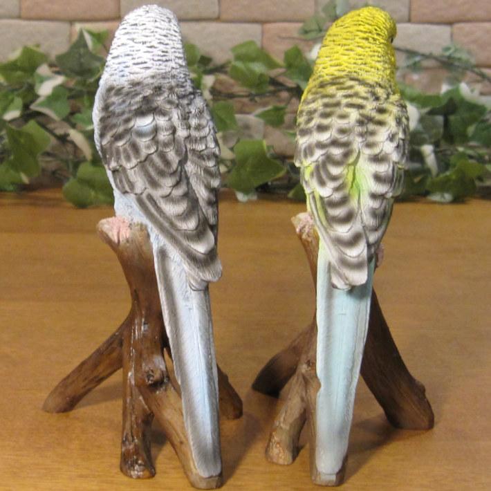 鳥の置物 セキセイインコ フレンズ 2体セット ガーデニング
