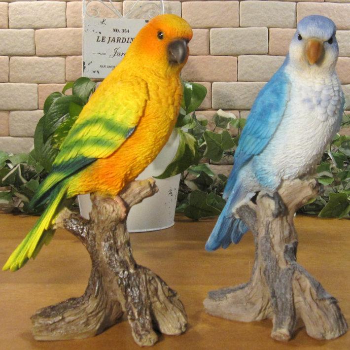 リクエストNO.2624☆インコ12点セット 鳥の置物 インコ ミドルサイズ 2種セット リアル ガーデニング