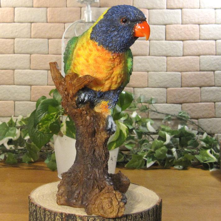 鳥の置物 オウム ゴシキセイガインコ リアル ガーデニング インテリア