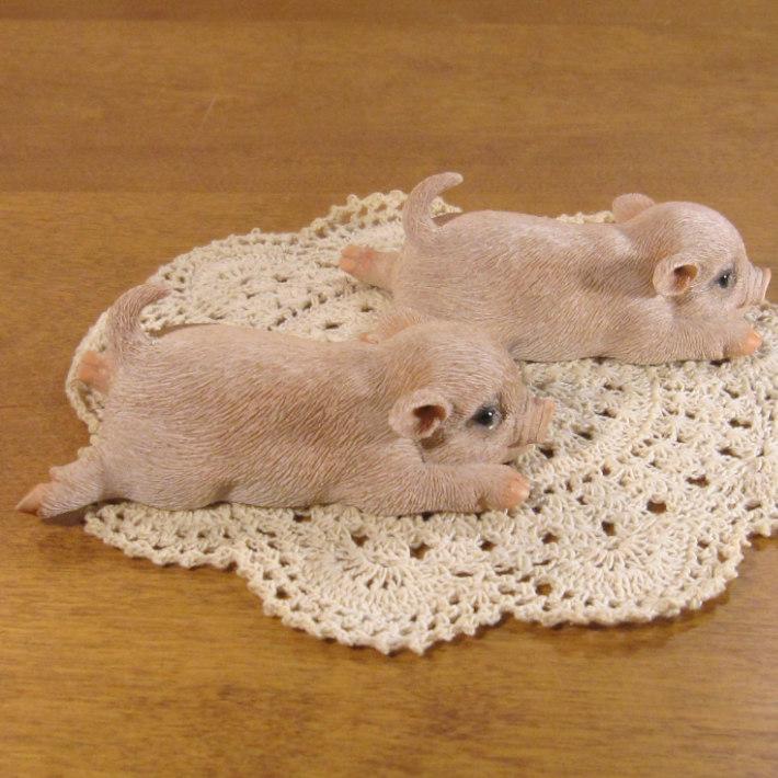 置物 動物 可愛い 豚の置物 ツインブー ミニ 2体セット ぶた ブタ 