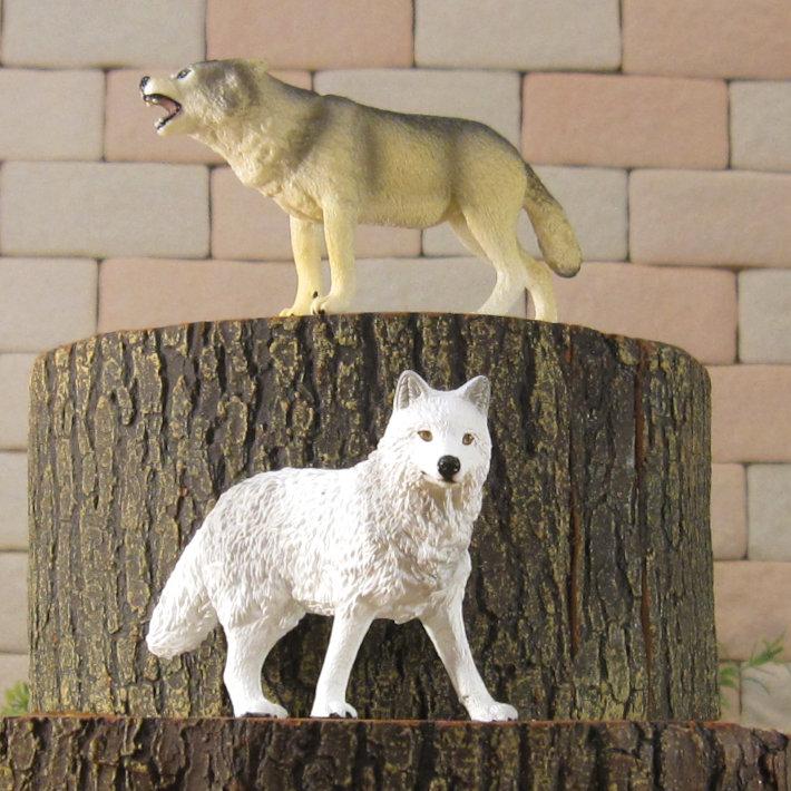 置物 動物 可愛い 狼の置物 リアルな オオカミ 2種セット 観葉植物