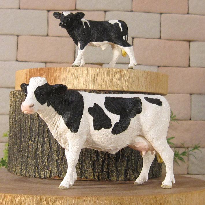 置物 動物 可愛い 牛の置物 リアルな ウシの親子 2種セット うし 観葉