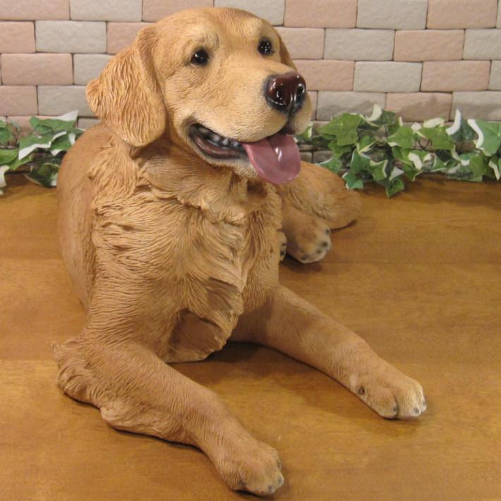 置物 動物 可愛い 犬の置物 リアル ゴールデンレトリバー 成犬