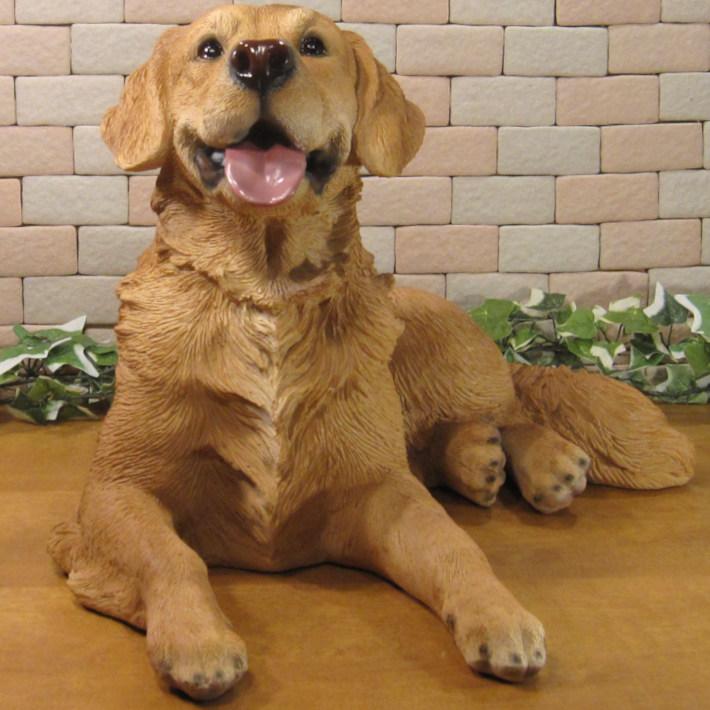 置物 動物 可愛い 犬の置物 リアル ゴールデンレトリバー 成犬