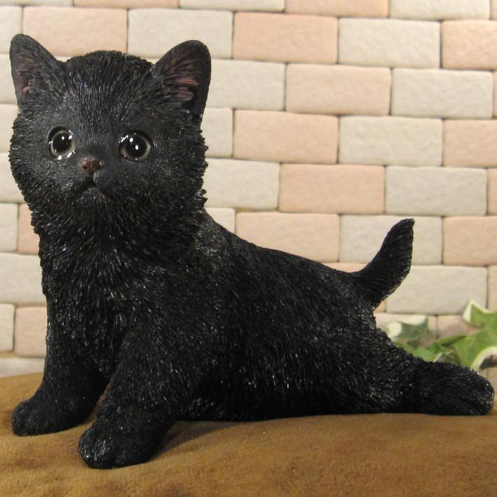 置物 動物 可愛い 黒猫の置物 キャット 休憩中 ブラック ねこ ネコ
