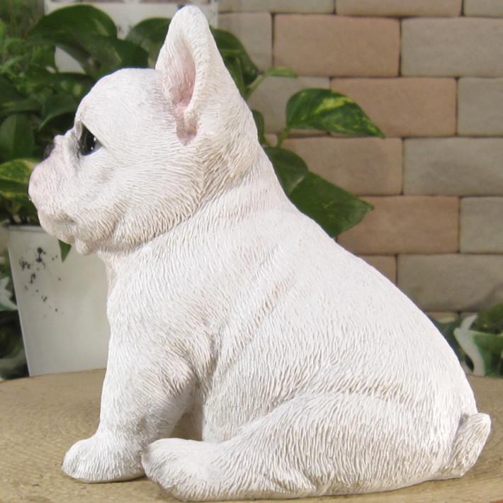 置物 動物 可愛い 犬の置物 仔フレンチブルドッグ ホワイト お座り