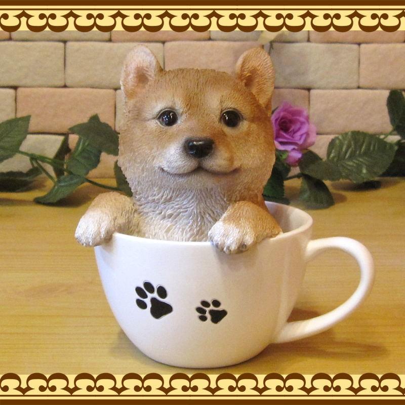 置物 動物 可愛い 犬の置物 柴犬 リアル ティーカップドッグ Aタイプ