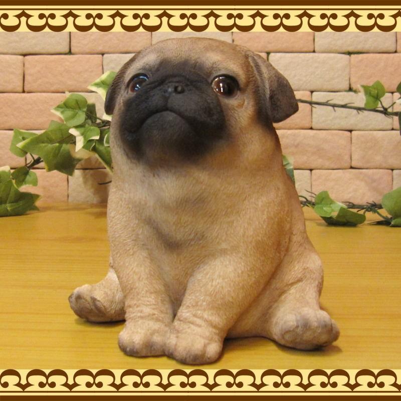 置物 動物 可愛い 犬の置物 パグ リアル ぷっくりベビードッグ A