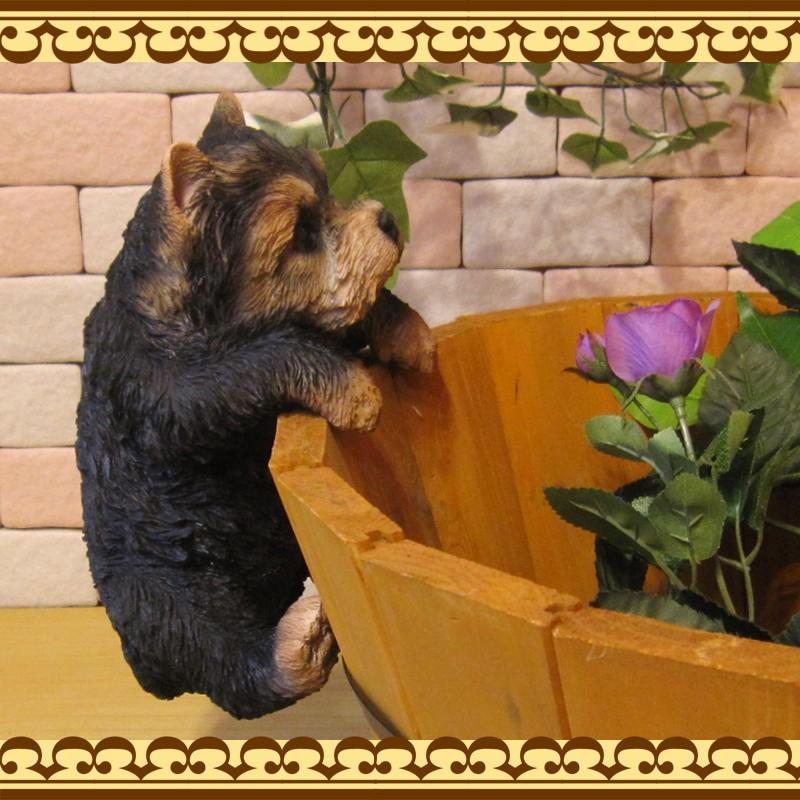 置物 動物 可愛い 犬の置物 ヨークシャーテリア リアル ぶらさがり