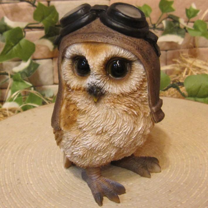 置物 動物 可愛い ふくろうの置物 ダンディー フクロウ Bタイプ 茶