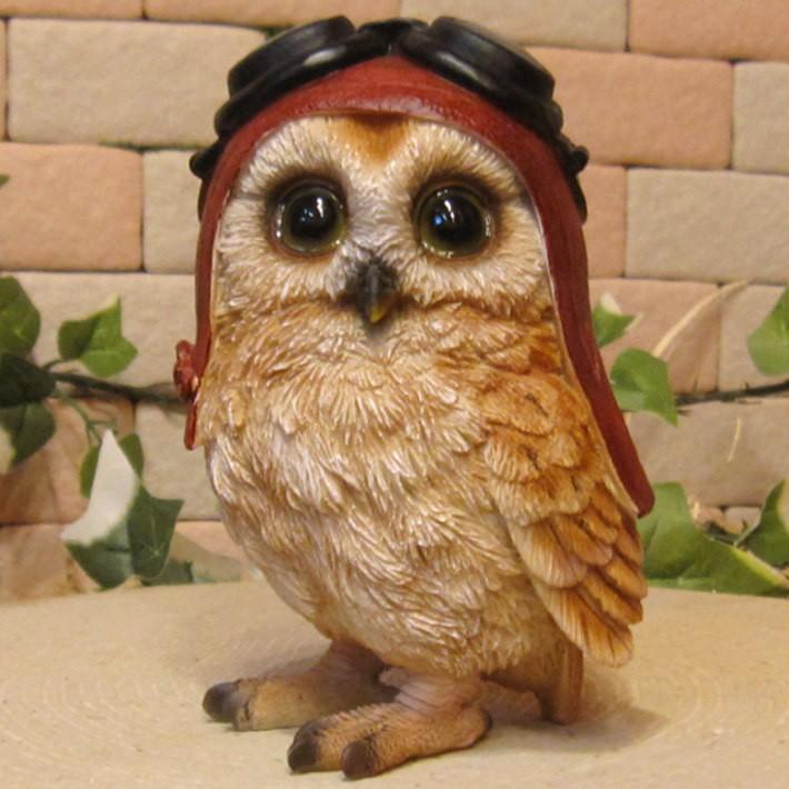 置物 動物 可愛い ふくろうの置物 ダンディー フクロウ Cタイプ 赤