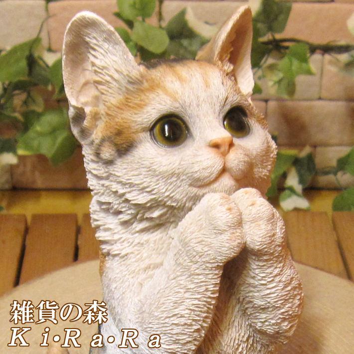 置物 動物 可愛い 猫の置物 リアル 三毛猫 お願いキャット １ ミケ ネコのフィギュア 子ねこのオブジェ ガーデニング ベランダアート 雑貨の森 Ki Ra Ra Yahoo 店 通販 Yahoo ショッピング