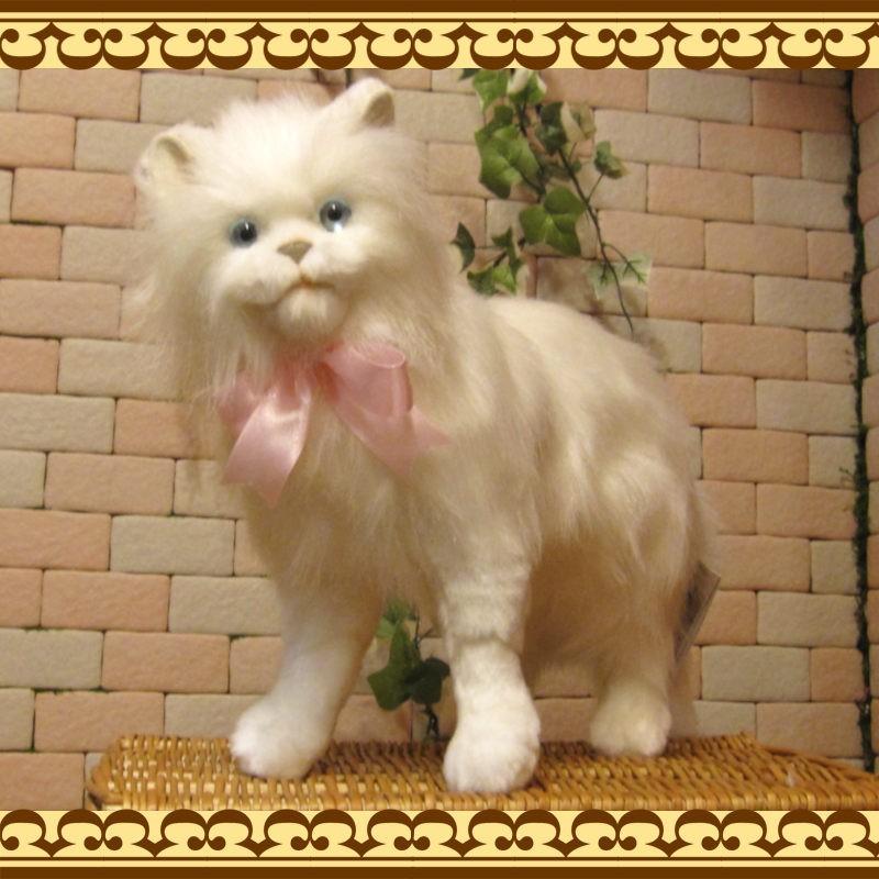 置物 動物 可愛い 猫 ぬいぐるみ リアル ネコ ホワイト キャット