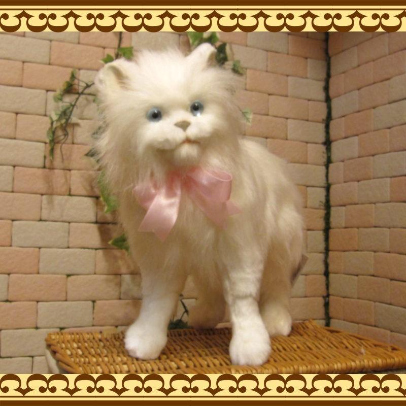 置物 動物 可愛い 猫 ぬいぐるみ リアル ネコ ホワイト キャット