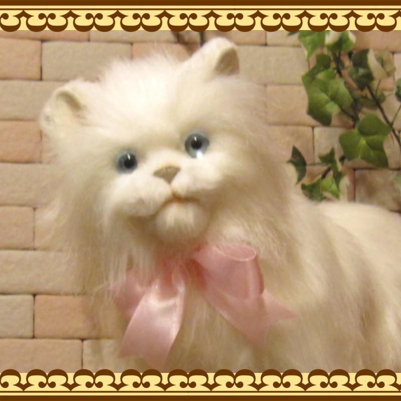 置物 動物 可愛い 猫 ぬいぐるみ リアル ネコ ホワイト キャット