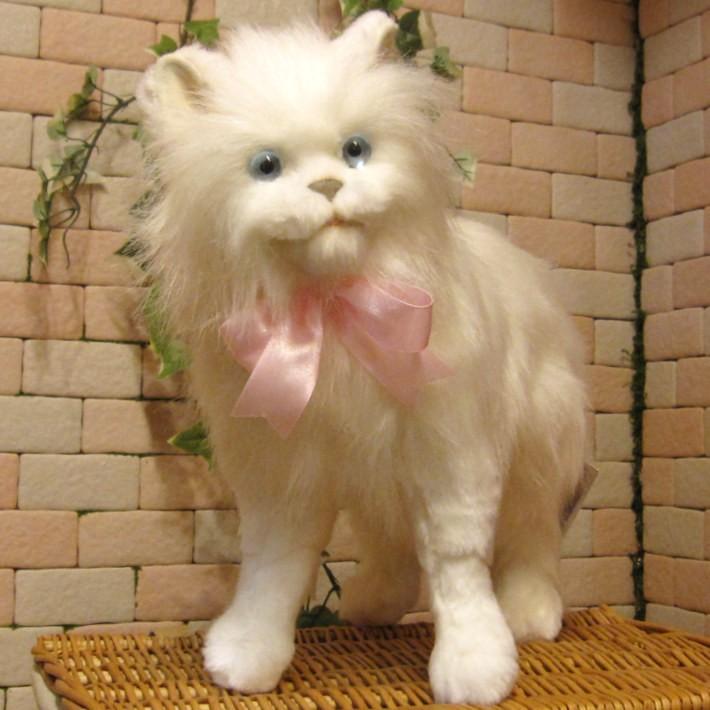 置物 動物 可愛い 猫 ぬいぐるみ リアル ネコ ホワイト キャット