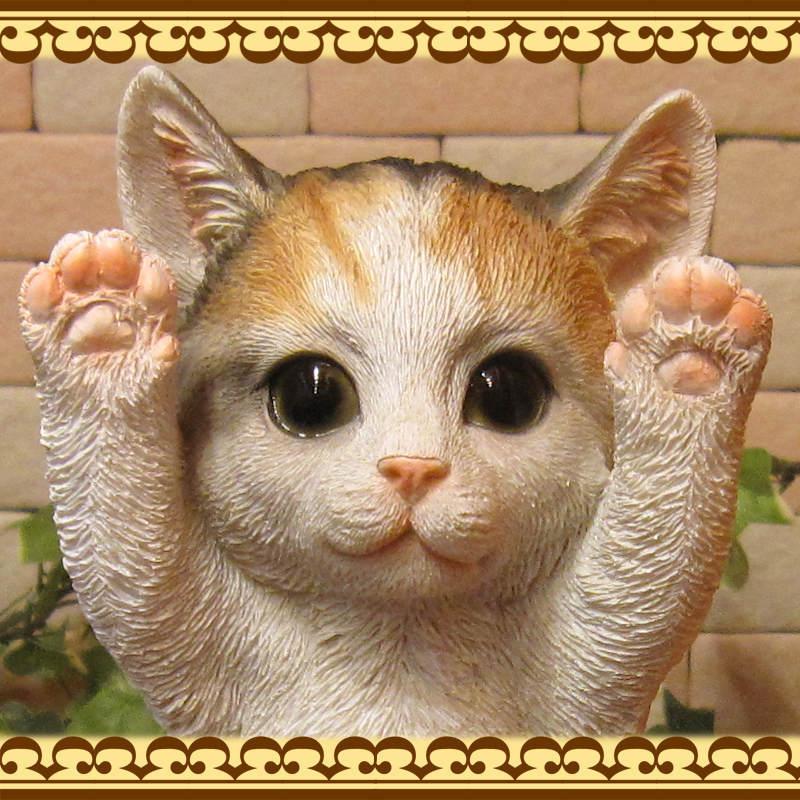 置物 動物 可愛い 猫の置物 リアル 三毛猫 お願いキャット ３ ミケ 