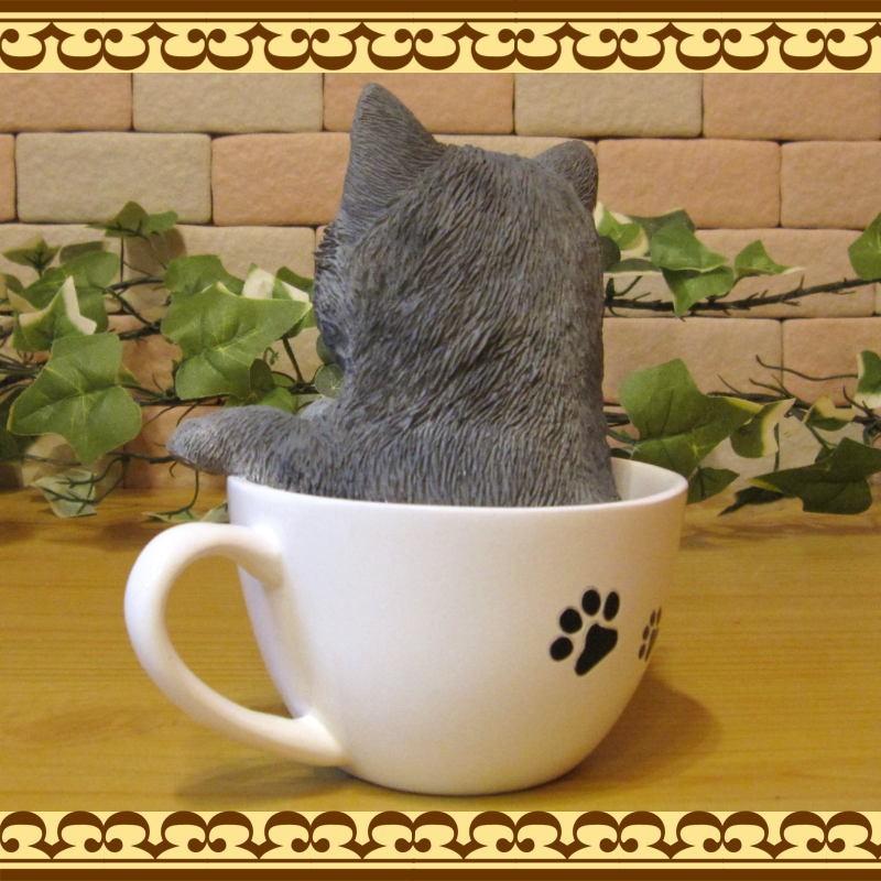 置物 動物 可愛い 猫の置物 リアル ティーカップ ベビーキャット