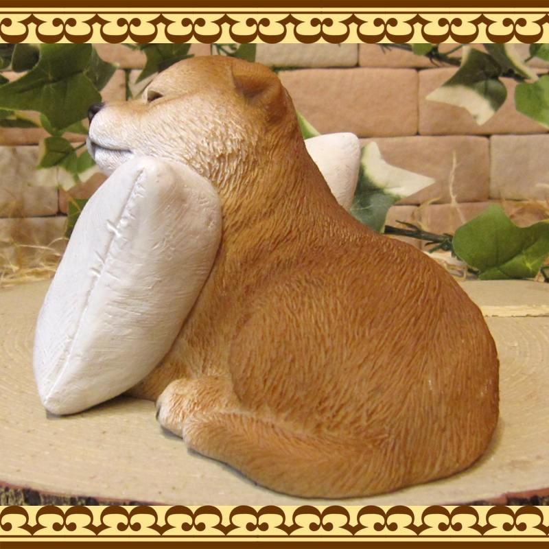 置物 動物 可愛い 犬の置物 柴犬 リアル お昼寝中！ 白クッション 子