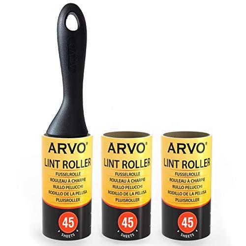 ARVO リントローラー、ロール1回のシートの45枚のリントリムーバー、3回のロールを持つ1つのハンドル、汚れ、汚れ、パンダフ、ペットの髪を取り除きま