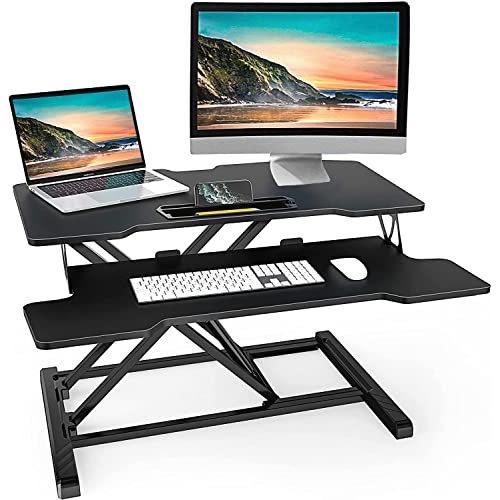 新着 スタンディングデスク卓上 Fenge 高さ調整可 SD 机上デスク キーボード台付き オフィスワークテーブル 奥行き40cm 幅80cm 昇降式デスク キーボード