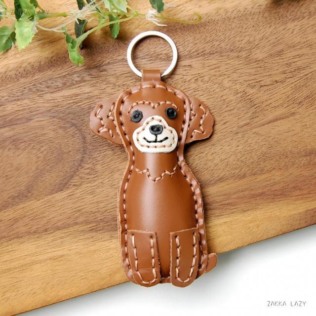 レザーキーホルダー トイプードル レザーkeyホルダー Toy Poodle いぬ