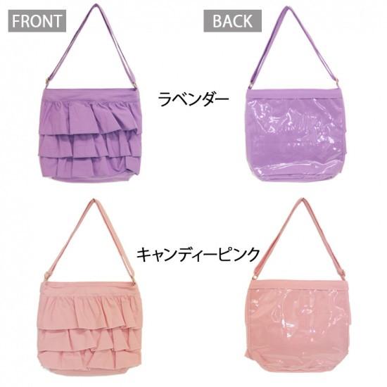 ザッカマート A3 A4痛バ フリルトート キャンディーピンク ブラック 痛バッグ トート ビニールトートバッグ 魅せトート 痛バ フリル