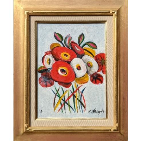 絵画 油絵 F4サイズ（4号） 塩崎忠造 花（B) : ざっか菜の花