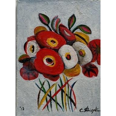 絵画 油絵 F4サイズ（4号） 塩崎忠造 花（B) : ざっか菜の花