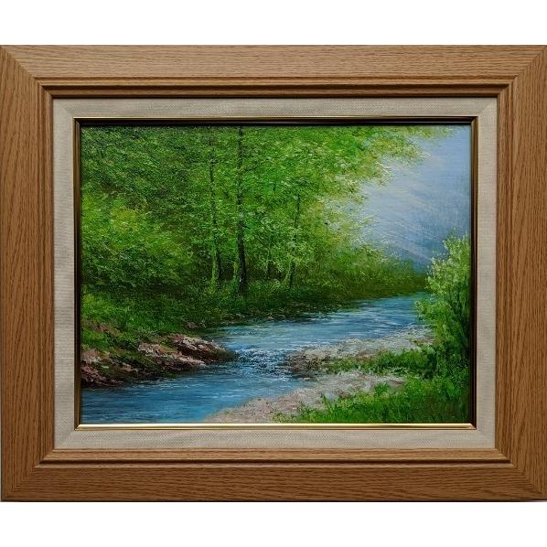 絵画 油絵 F6サイズ（6号） V.ブラウン 高原の清流 : ざっか