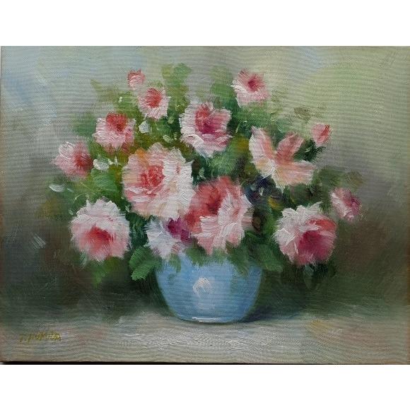 絵画 油絵 F6サイズ(6号) 福田忠夫 花(バラ) : ざっか菜の花 絵画 油絵 F6サイズ(6号) 福田忠夫 花(バラ) : ざっか菜の花