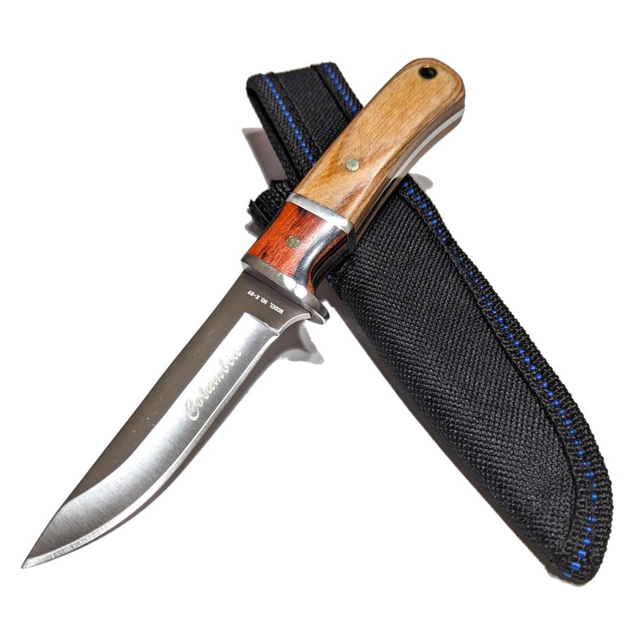 ウッドハンドル シースナイフ ナイロンケース付き フルタング 木目 columbia knife コロンビアナイフ knifesheath