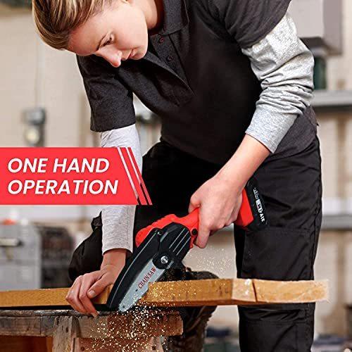 正規品販売 チェーンソー Pafieo 充電式 2本バッテリー 充電器付 片手操作 軽量 コードレス 電動 チェーンソー 4インチ ミニ その他diy 業務 産業用品 Www Maketheleapcoaching Com