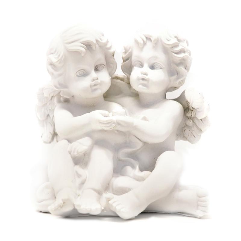 クラシック・エンジェル オブジェ 置物 （天使×ペア×ロウソク） : 雑貨