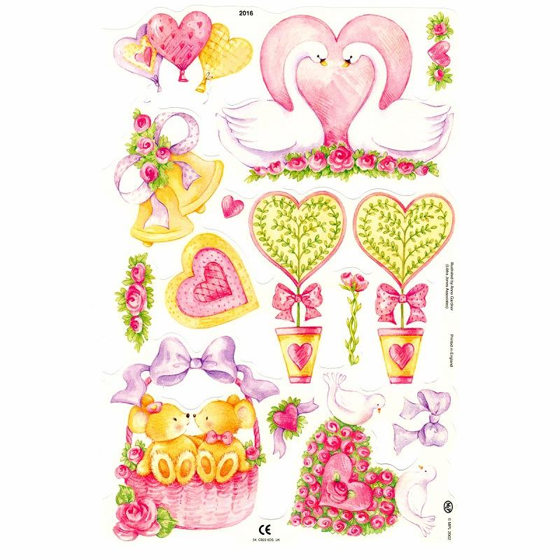 イギリス製 クロモス スクラップシート （ハート×ピンク） 【バレンタイン】 ハンドメイド素材 | 