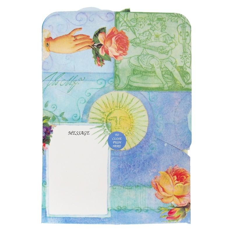 アンティーク　扇子　グリーティングカード　ポストカード　お花　リボン　パンジー アンティーク 扇子 グリーティングカード ポストカード お花 リボン