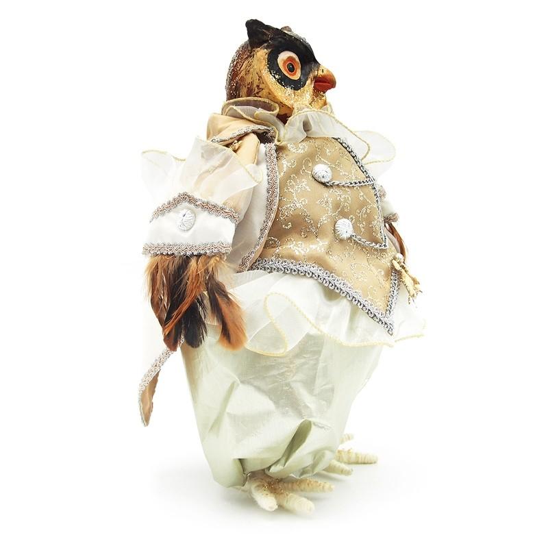 フクロウの置物 オブジェ オーナメント ふくろう男爵（ホワイト×クリーム） 人形 クリスマス_1