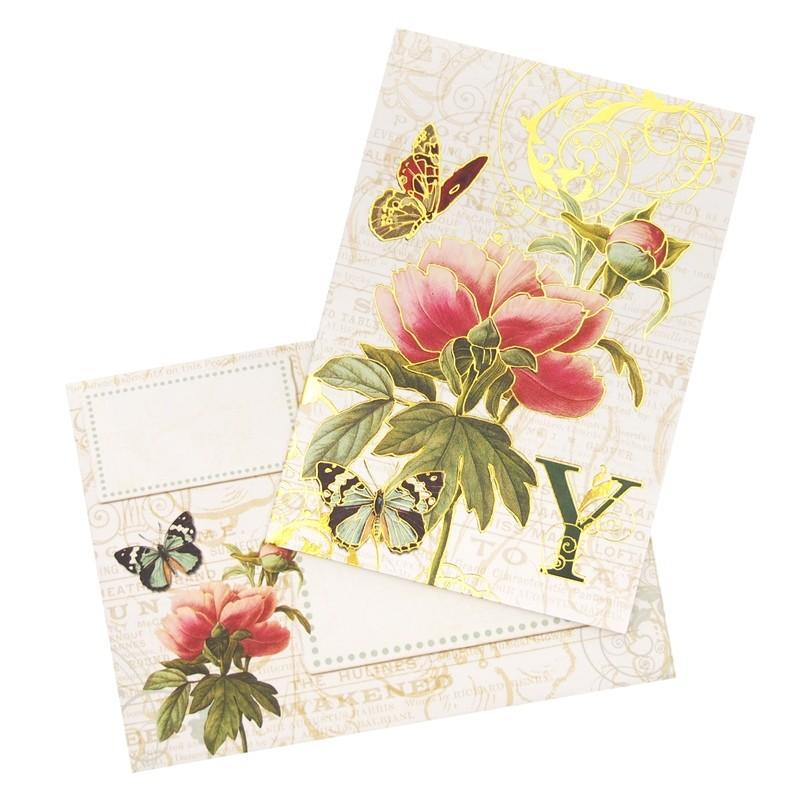 クリスマスファッション パンチスタジオ イニシャル グリーティングカード 封筒セット フラワー Y Shipsctc Org