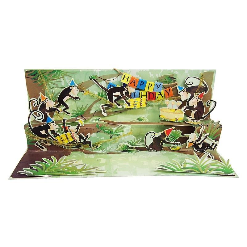 Up 以上節約 With Paper ポップアップカード 誕生日 モンキーパーティー グリーティングカード