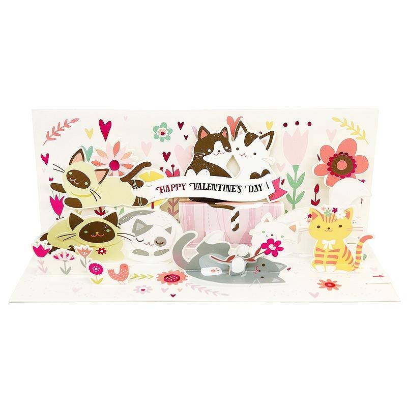 Up With Paper ポップアップカード ネコたち バレンタイン グリーティングカード 横長サイズ A312 雑貨ロビン ヤフー店 通販 Yahoo ショッピング